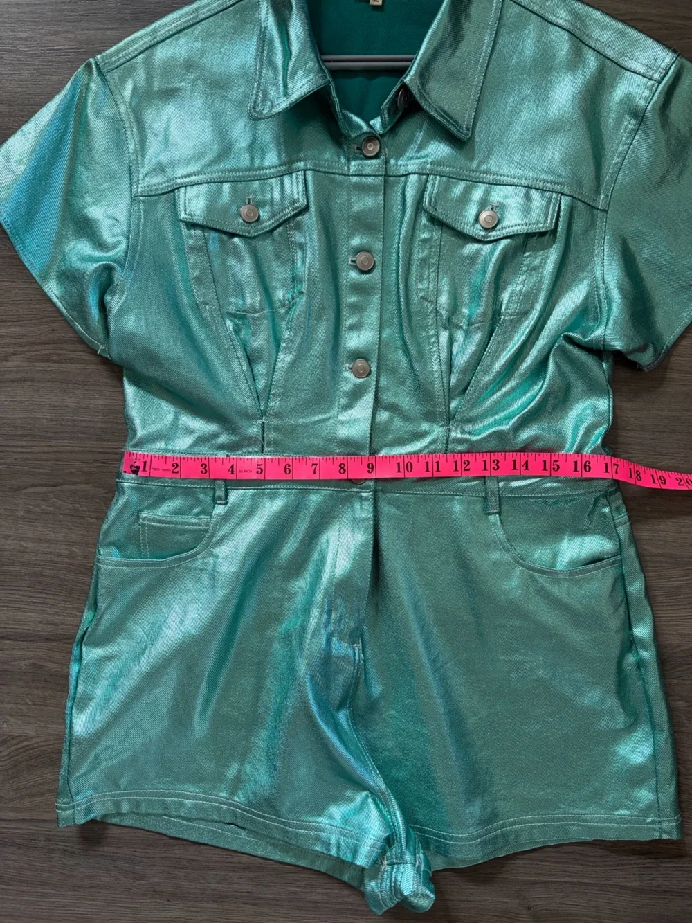 Metallic Teal Western Romper 🛸🤠 - Picture 7 of 9